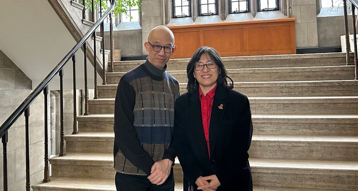 Dr. Alan Lai (left) and Principal HyeRan Kim-Cragg of Emmanuel College announce the launch of a new Cantonese Continuing Education Program, set to begin in September. The program, aimed at Cantonese-speaking adults, will offer online courses in theology, ethics and biblical studies, with a focus on social justice and inclusion. It is the first of its kind at a Canadian university.