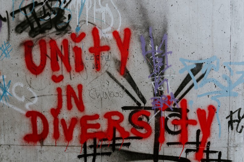 Graffiti on concrete wall: Unity in Diversity