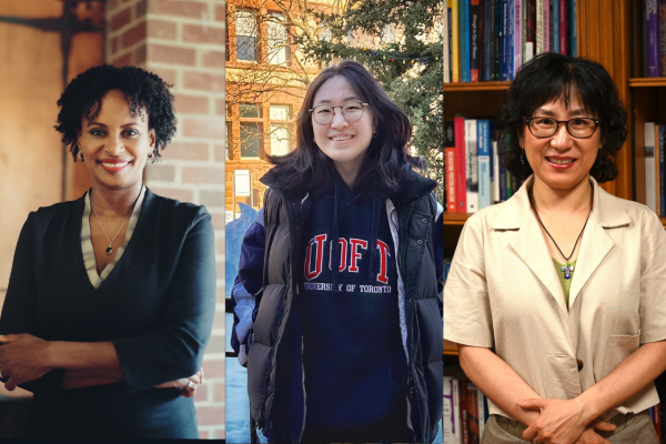 President Rhonda Mcewen, Sooyeon Lee, VUSAC president  and  The Rev. Dr. HyeRan Kim-Cragg, principal of Emmanuel College.